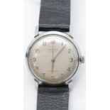 Vintage mechanical movement Poljot 21 jewel stainless steel wrist watch with leather strap. P&P
