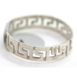 Silver Greek Key design band ring, size R. P&P Group 1 (£14+VAT for the first lot and £1+VAT for