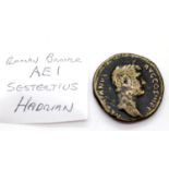 Roman bronze AE1 Sestertius Hadrian. P&P Group 1 (£14+VAT for the first lot and £1+VAT for