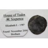 English hammered coin, House of Tudor AR sixpence, Elizabeth I 1580? P&P Group 1 (£14+VAT for the