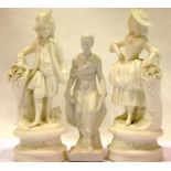 Three 19thC Parian ware figurines, H: 15 cm. P&P Group 2 (£18+VAT for the first lot and £2+VAT for