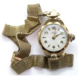 9ct yellow gold cocktail watch on a plated strap. P&P Group 1 (£14+VAT for the first lot and £1+