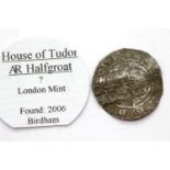 English hammered coin, House of Tudor AR halfgroat, London Mint. P&P Group 1 (£14+VAT for the