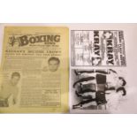Copy of Krays fight bill and signed picture of the two with an original 1951 Boxing News with Reg