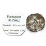 English hammered coin, Plantagenet AR penny, Edward I 1279-1307. P&P Group 1 (£14+VAT for the
