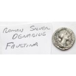 Roman silver Denarius Faustina. P&P Group 1 (£14+VAT for the first lot and £1+VAT for subsequent