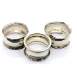 Three hallmarked silver napkin rings, 26g. P&P Group 1 (£14+VAT for the first lot and £1+VAT for