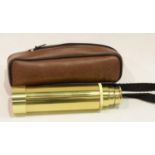 Monocular three draw brass telescope with case. P&P Group 2 (£18+VAT for the first lot and £2+VAT