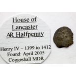English hammered coin, House of Lancaster AR halfpenny, Henry IV 1399-1412. P&P Group 1 (£14+VAT for