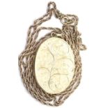 Large 9ct gold locket on a long 80 c 9ct chain 23.5g. P&P Group 1 (£14+VAT for the first lot and £