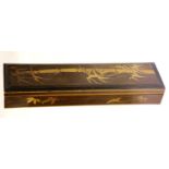 Bamboo inlaid oak Edwardian glove box, 11 x 6 x 40 cm. P&P Group 2 (£18+VAT for the first lot and £
