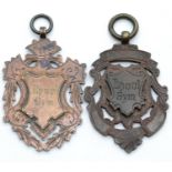 Two copper fobs inscribed Liverpool Gym, 'Jumping' and 'Ladders', H: 41 mm. P&P Group 1 (£14+VAT for