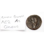 Roman bronze AE2 AS Claudius. P&P Group 1 (£14+VAT for the first lot and £1+VAT for subsequent lots)