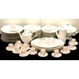 Substantial porcelain dinner service stamped Harmony, white with gold rim, approximately 60