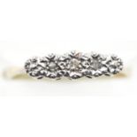 Antique 18ct gold and platinum five stone diamond ring, size M, 2.0g. P&P Group 1 (£14+VAT for the