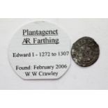 English hammered coin, Plantagenet AR farthing, Edward I 1272-1307. P&P Group 1 (£14+VAT for the