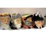 Four large Royal Doulton character jugs. P&P Group 3 (£25+VAT for the first lot and £5+VAT for