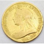 Victoria 1894 veiled head half sovereign. P&P Group 1 (£14+VAT for the first lot and £1+VAT for