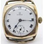 Gents Omega 9ct gold Swiss movement watch head, D: 29 mm. P&P Group 1 (£14+VAT for the first lot and