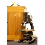 Vintage reflecting service 2 Microscope by W Watson and sons with two lenses, 16mm and 4mm and