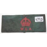 British WWII style Women's Land Army armband. P&P Group 1 (£14+VAT for the first lot and £1+VAT