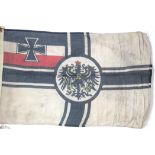 German WWI style Imperial war flag bearing stamps, 90 x 58 cm. P&P Group 1 (£14+VAT for the first