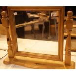 Large free standing pine dressing table mirror. This lot is not available for in-house P&P.