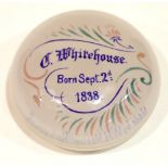 Rare W H Maxwell Rochester Pennsylvania paperweight for C. Whitehouse born September 2 1838,