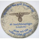 WWII style German Waffen SS beermat D: 11 cm. P&P Group 1 (£14+VAT for the first lot and £1+VAT