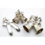 Three 1970s 925 silver assorted charms, 8.4g. P&P Group 1 (£14+VAT for the first lot and £1+VAT