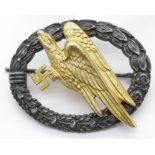 German WWII style Luftwaffe Paratrooper badge. P&P Group 1 (£14+VAT for the first lot and £1+VAT for