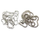 Two silver fancy chains, longest L: 46 cm. P&P Group 1 (£14+VAT for the first lot and £1+VAT for