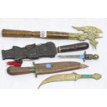 Various middle Eastern bladed weapons and a display axe. P&P Group 2 (£18+VAT for the first lot