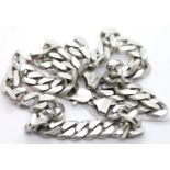 Heavy curb link 925 silver necklace, 89g, L: 45 cm. P&P Group 1 (£14+VAT for the first lot and £1+