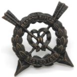 Victorian style Middlesex Volunteers Harrow Rifles cap badge. P&P Group 1 (£14+VAT for the first lot