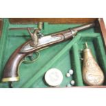 Large 40 bore percussion Dragoon pistol, proof marks to lock plate with heavy military dolphin