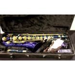 Stagg Bb tenor saxophone in blue model 77-ST/B2 in an ABS case, believed to be complete. This lot