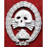 German WWII style Third Reich Panzer 1936 Spanish Civil War badge, marked .800 silver and in