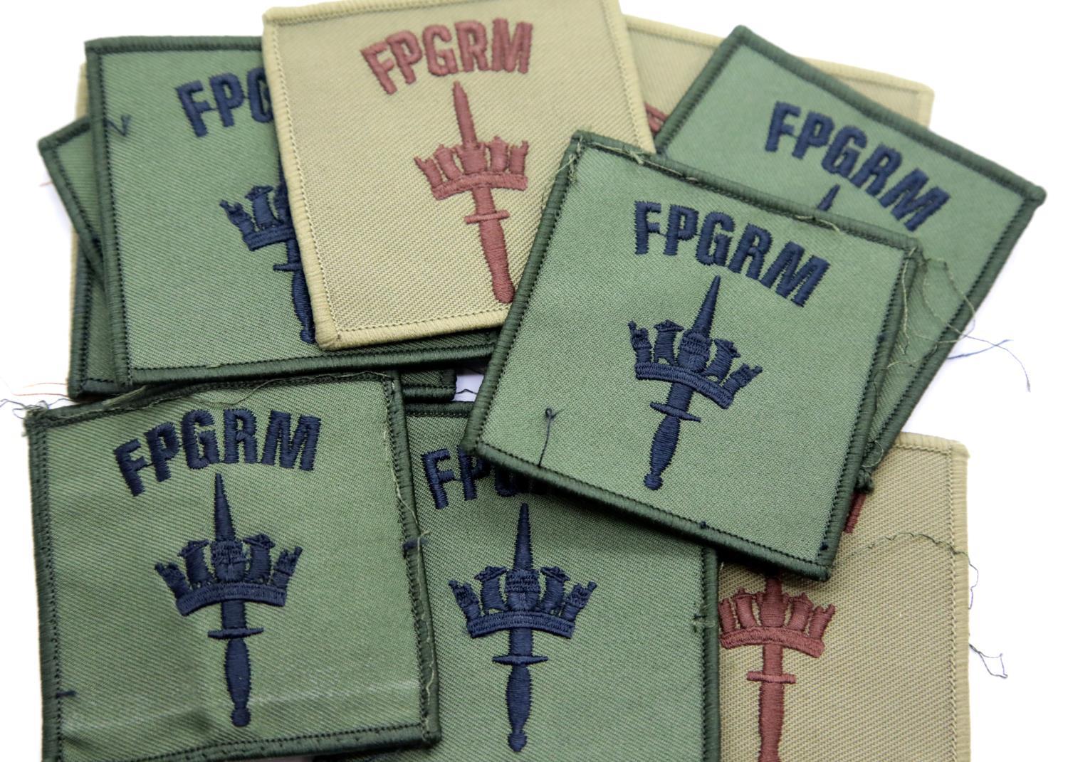 Eleven fabric FPGRM military badges. P&P Group 1 (£14+VAT for the first lot and £1+VAT for