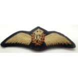 Half size RAF Pilot wing for RAF Foreign pilots cloth type badge. P&P Group 1 (£14+VAT for the first