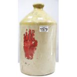 Ulster WWI style stoneware flagon stamped SRD, with worn transfer print, H: 32 cm. P&P Group 3 (£