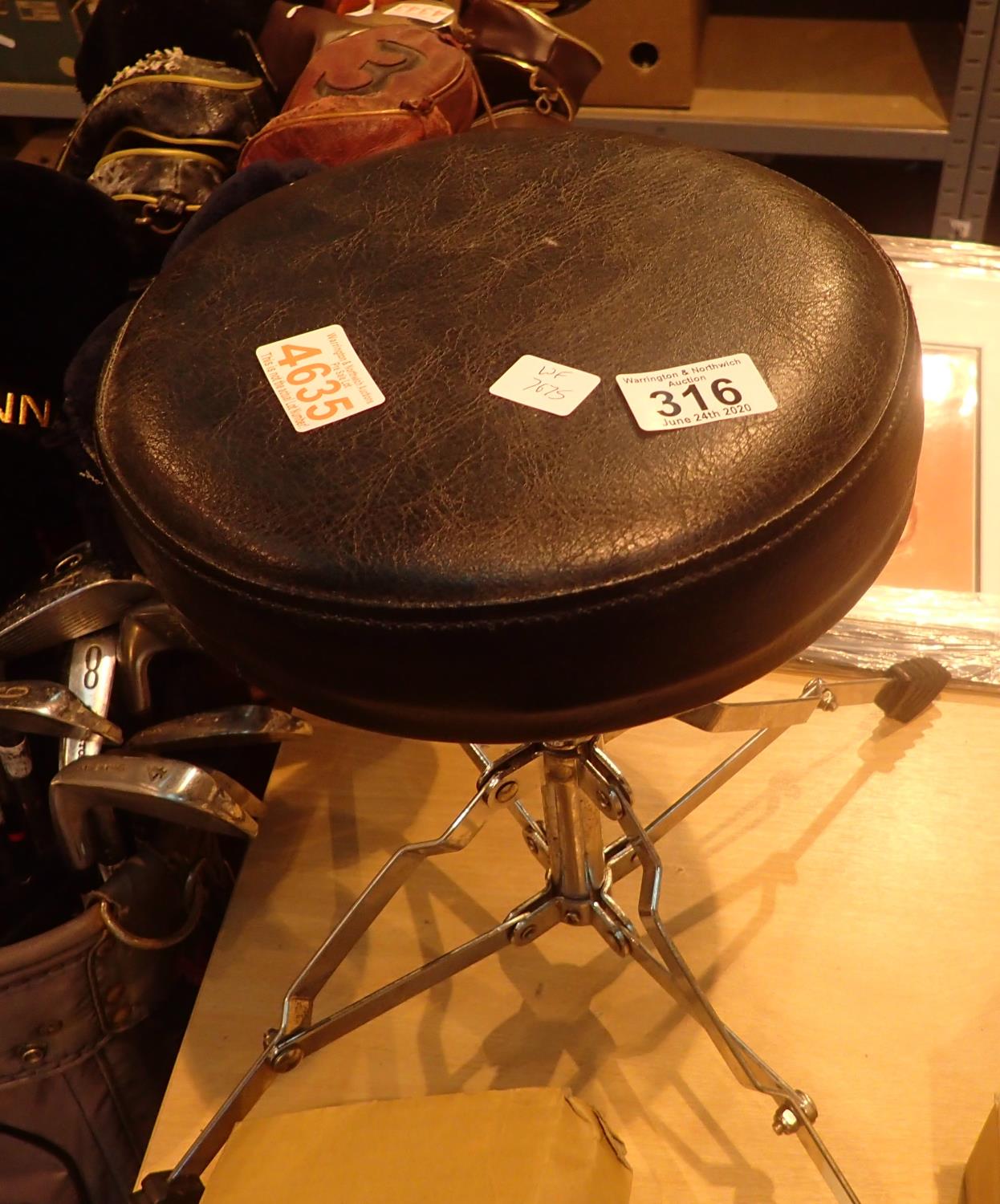 Portable adjustable stainless steel drum seat. This lot is not available for in-house P&P.