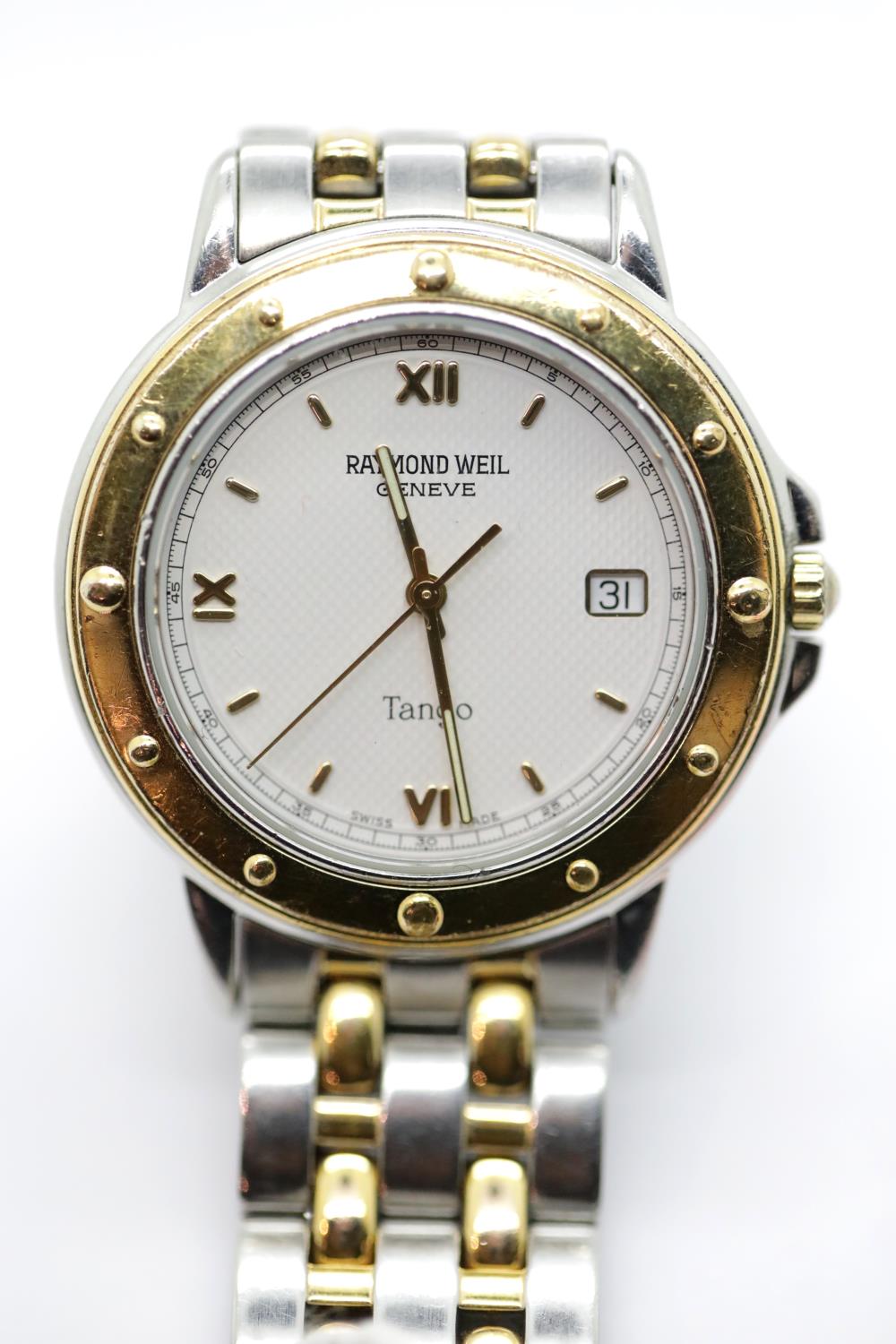 Gents stainless steel and gold Raymond Weil Tango wristwatch. P&P Group 1 (£14+VAT for the first lot