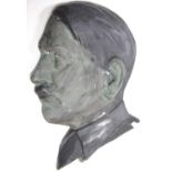 German WWII style plaster wall hanging side profile of Adolf Hitler, stamped verso. Some chips and