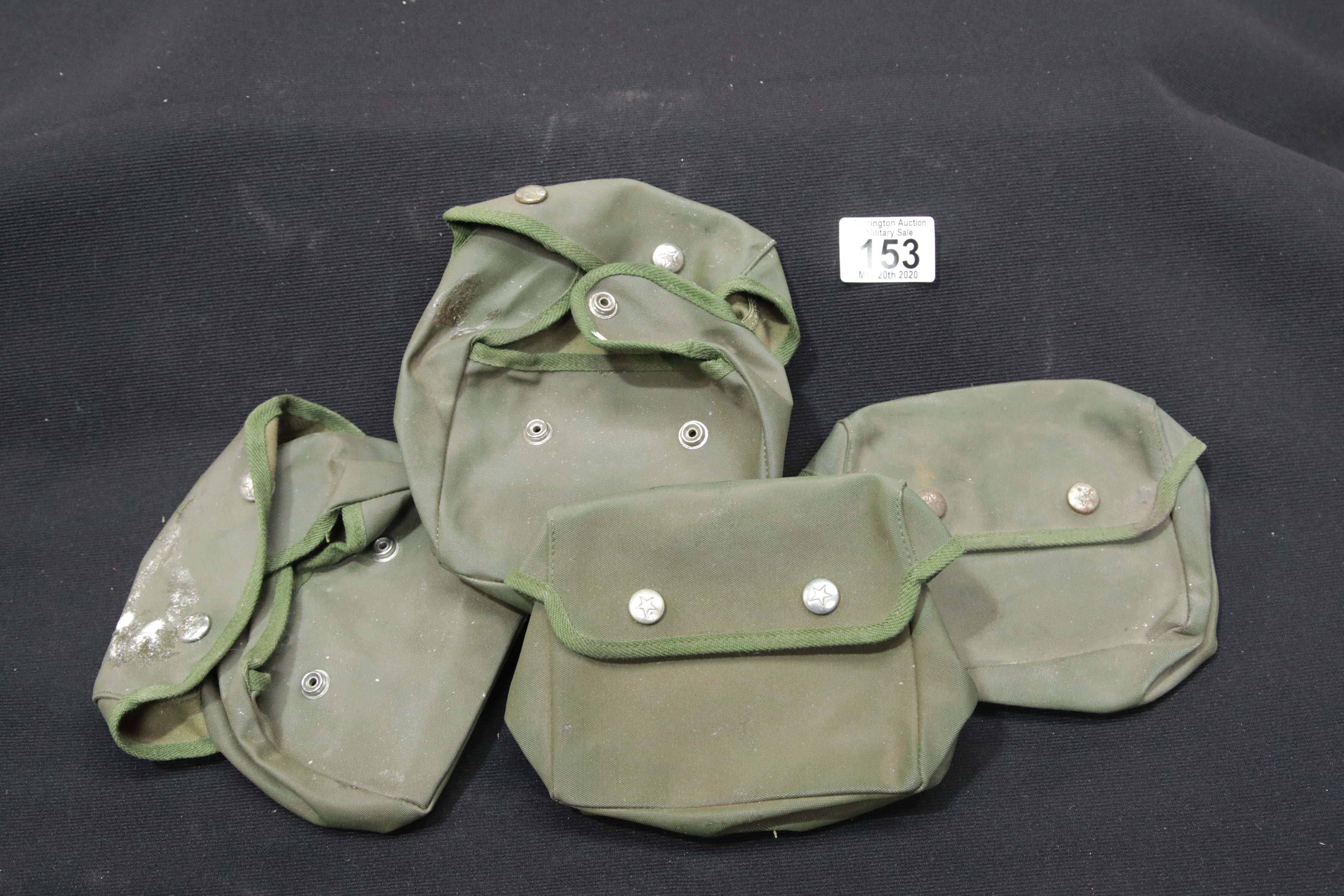 Four Vietnam War style Vietcong First Aid pouches with Communist star to poppers. P&P Group 1 (£14+