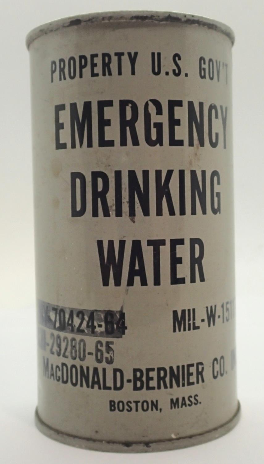 American WWII type canned emergency drinking water from Macdonald Bernier Co. P&P Group 1 (£14+VAT