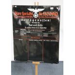 WWII German style large enamelled metal Luftwaffe message board, 66 x 82 cm. P&P Group 3 (£25+VAT