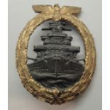 WWII German style High Seas Fleet badge. P&P Group 1 (£14+VAT for the first lot and £1+VAT for