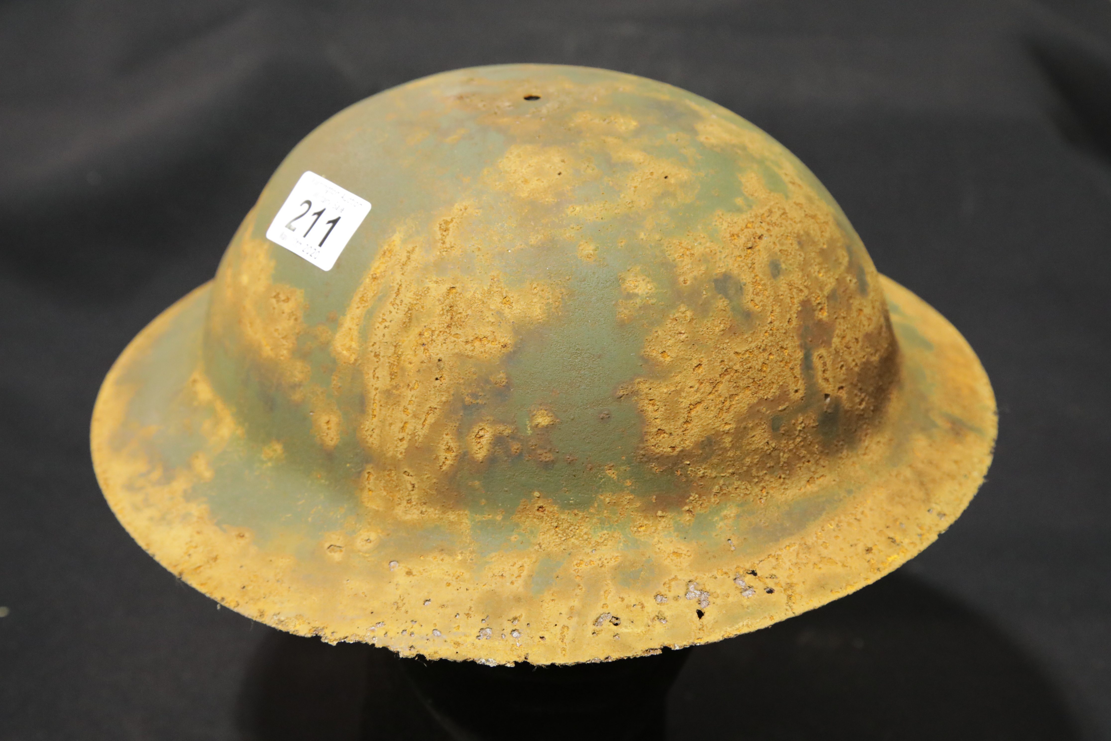 WWI style British 12th Field Ambulance 24th Division rimless Brodie helmet lacking liner. P&P