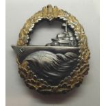German WWII style Kreigsmarine Cruiser badge. P&P Group 1 (£14+VAT for the first lot and £1+VAT